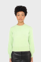 Light green balloon sleeve angora jumper_2