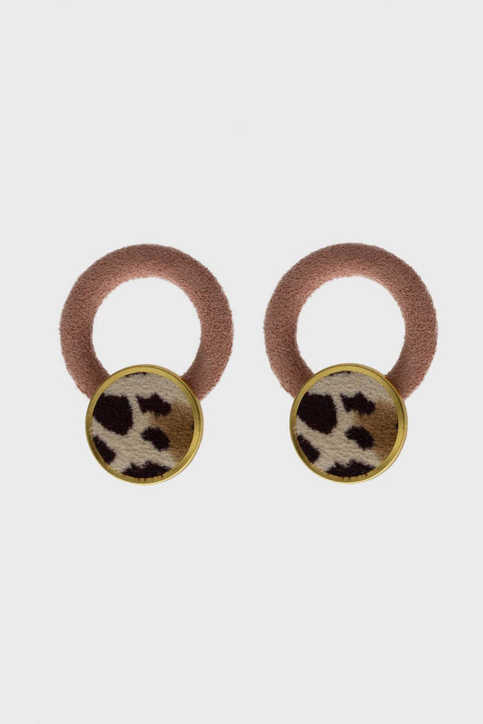 Dusty pink hoop and ivory leopard print circle earrings_3