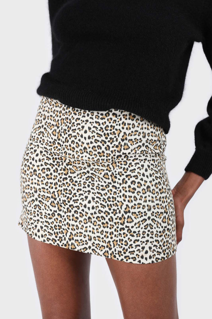 Ivory animal print mini skirt_1