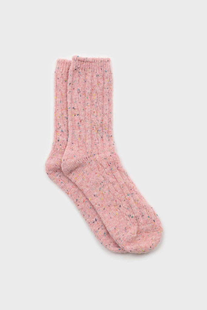 Baby pink rainbow fleck thick socks_1