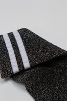 Dark silver metallic white varsity stripe socks_4
