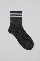 Dark silver metallic white varsity stripe socks_5