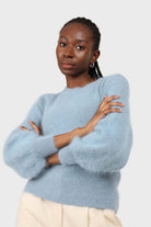 Light blue balloon sleeve angora jumper_1
