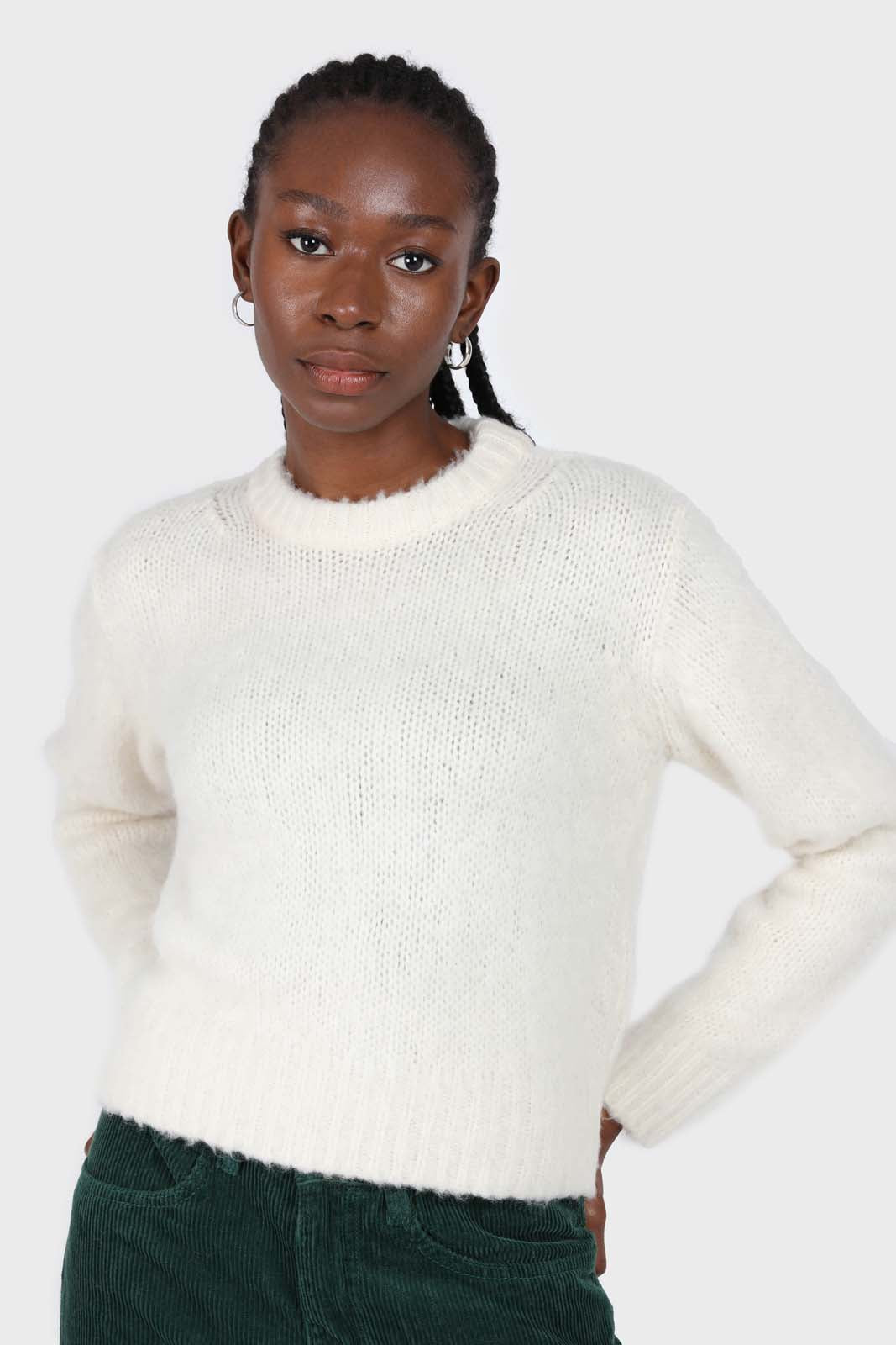 Ivory brush textured crew neck jumper_3
