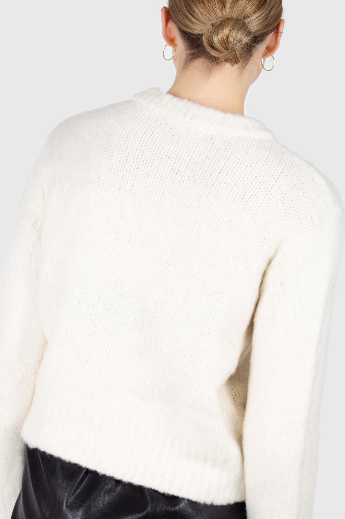 Ivory brush textured crew neck jumper_8