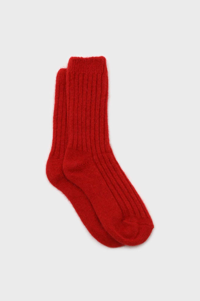 Red large ribbed angora socks_1