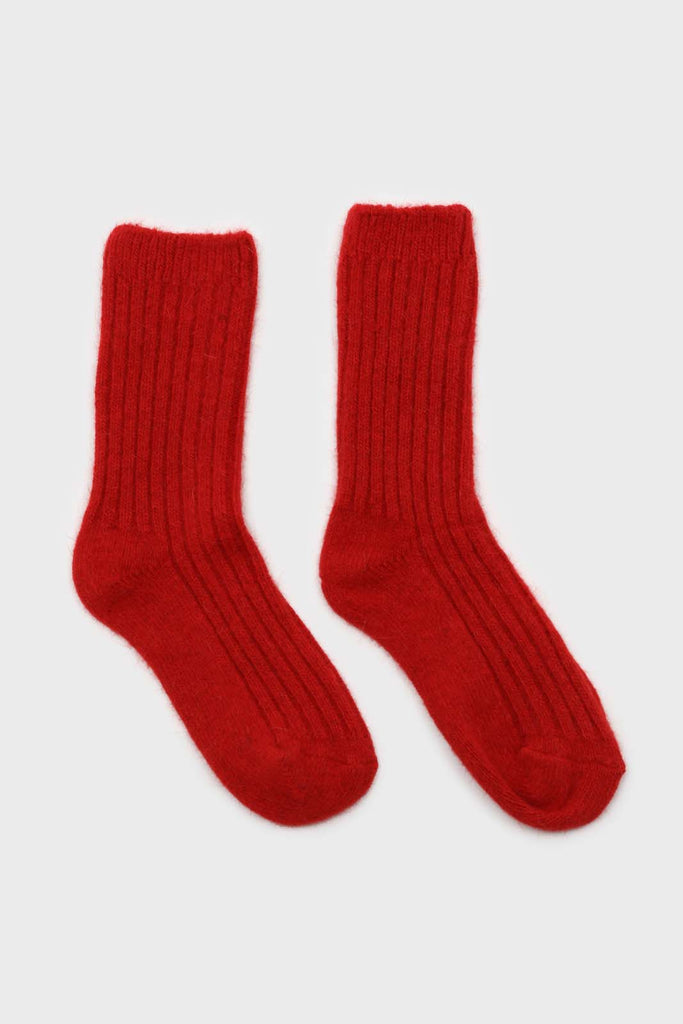 Red large ribbed angora socks_4