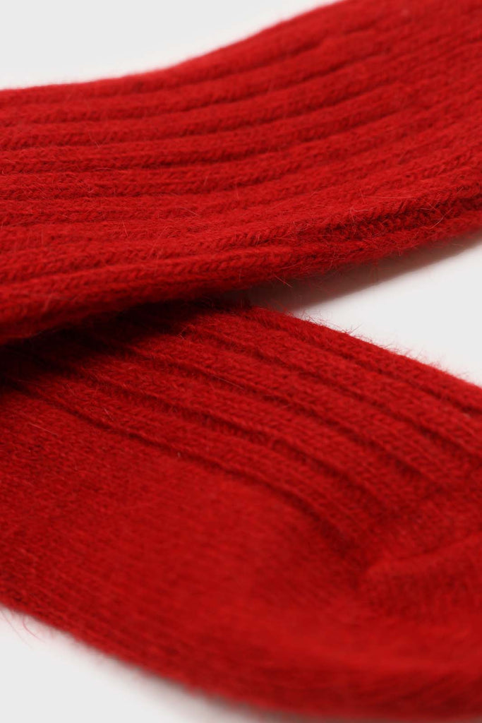 Red large ribbed angora socks_2