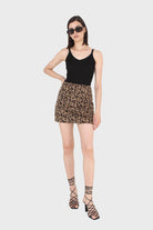 Brown leopard fleece mini skirt_1