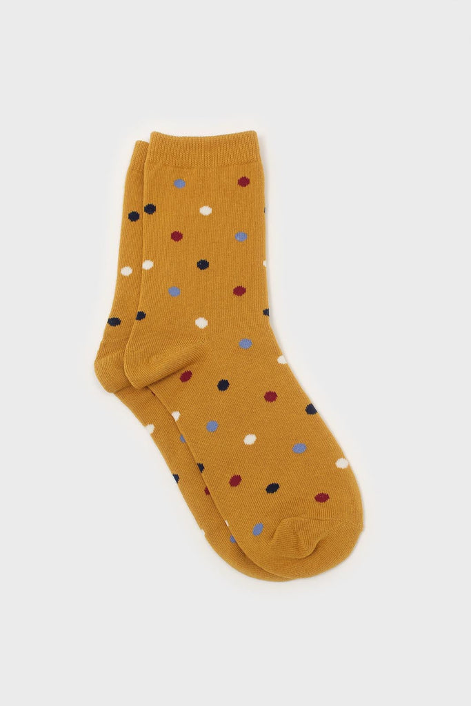 Yellow rainbow polka dots socks_1