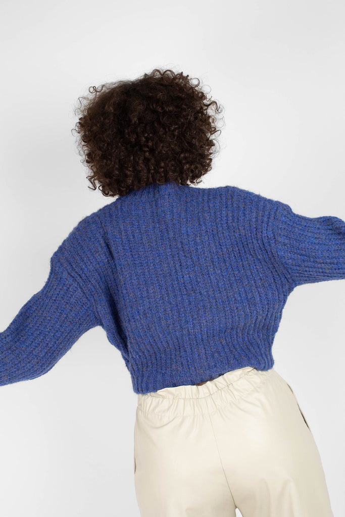 Blue flecked chunky knit cropped jumper_6