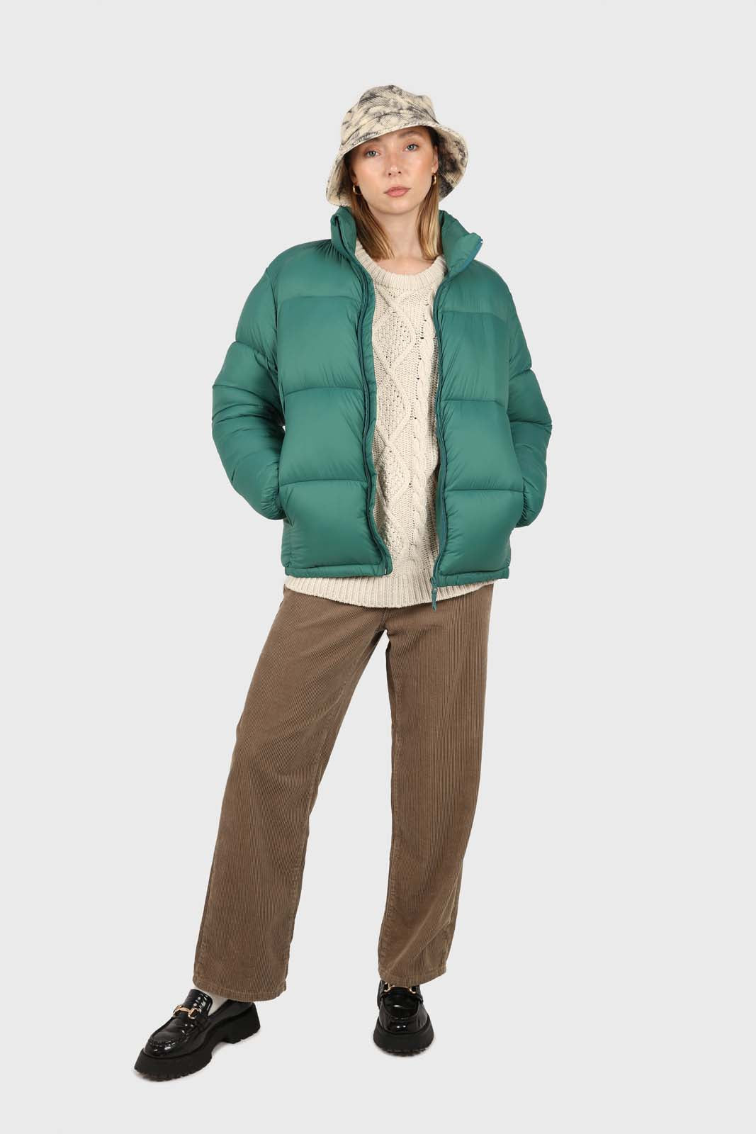 Teal thick classic puffer jacket_2