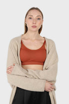 Oatmeal wool alpaca soft open cardigan_3