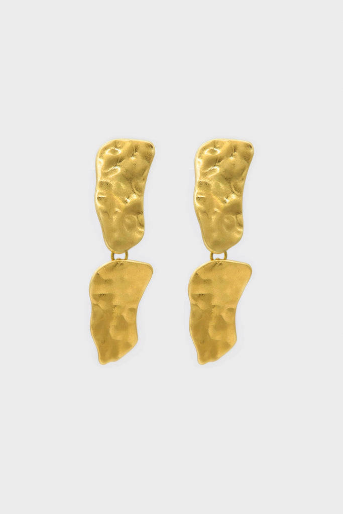 Gold hammered large square drop earrings_4