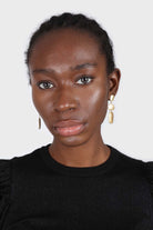 Gold hammered triple rectangle earrings_2