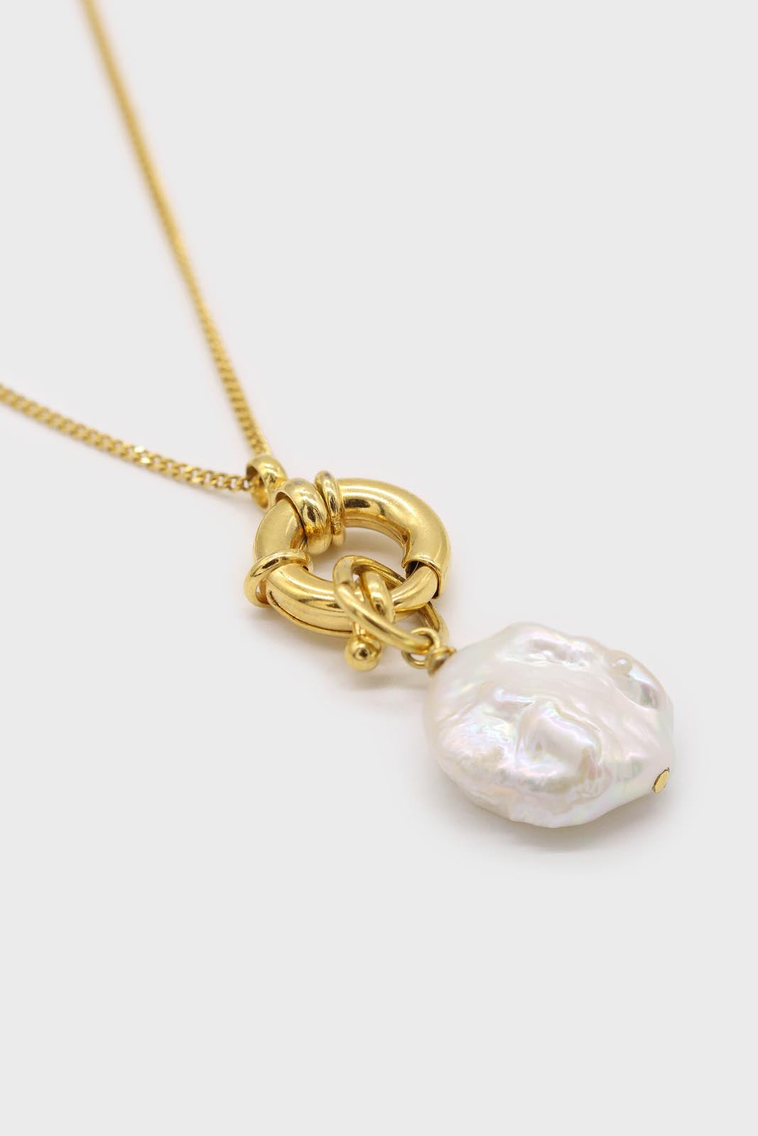Charm necklace circle genuine pearl pendant 70cm