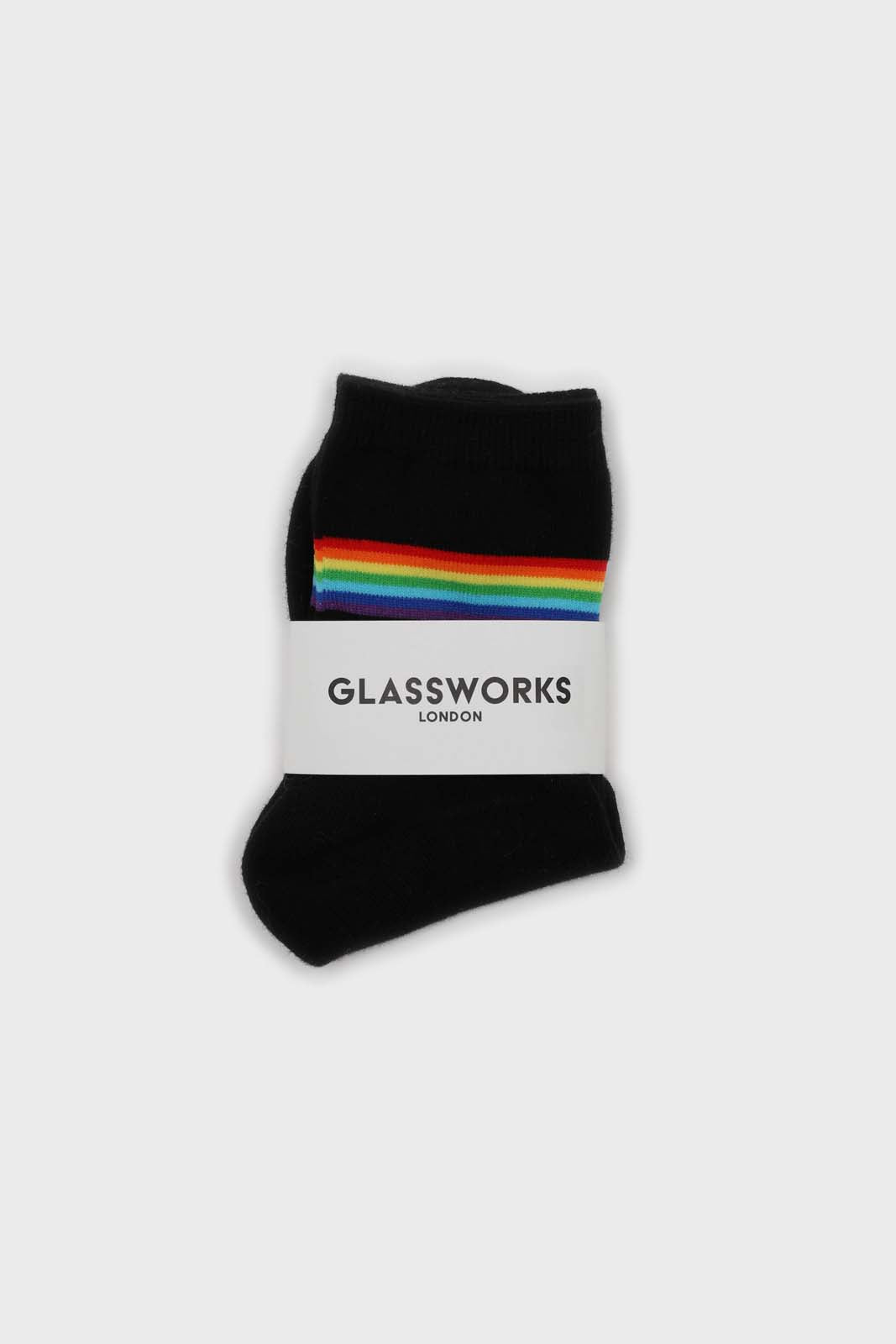 Black rainbow striped ankle socks_3
