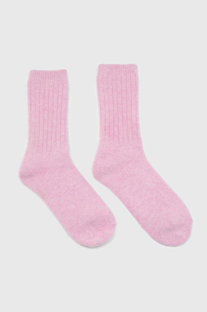 Pastel pink ribbed angora long socks_4