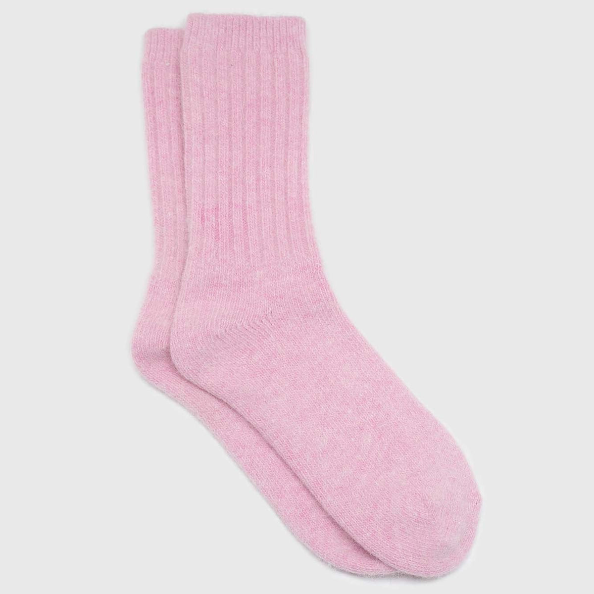 Pastel pink ribbed angora long socks | Glassworks London