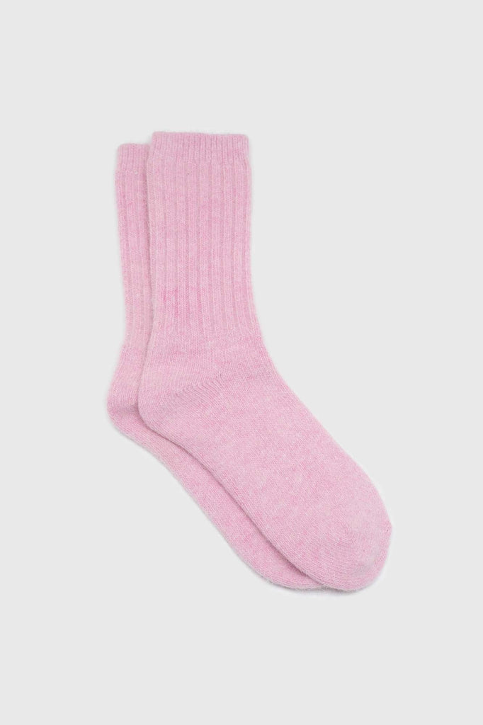 Pastel pink ribbed angora long socks_1