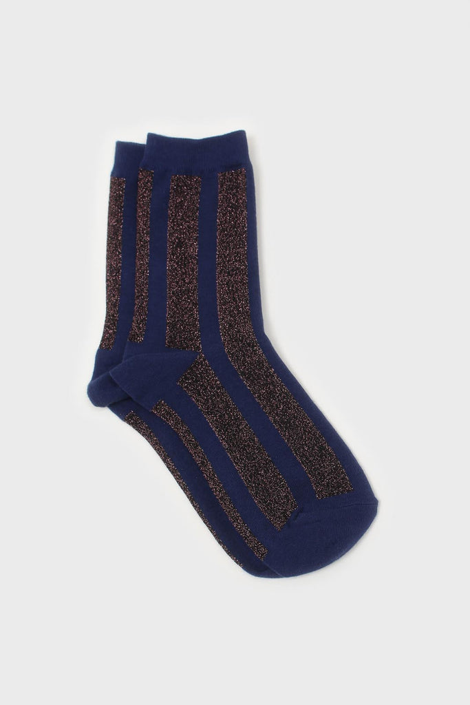 Blue and pink glitter vertical striped socks_1