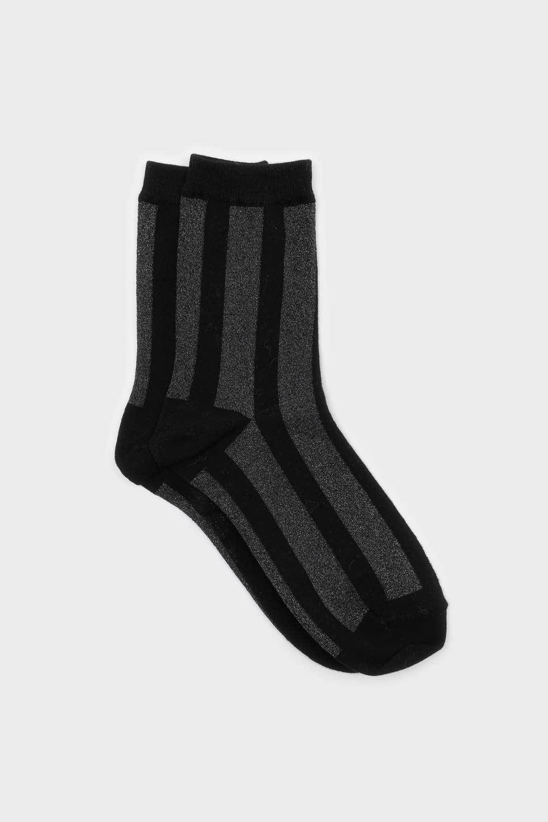 Glitter vertical striped socks - Set of 3
