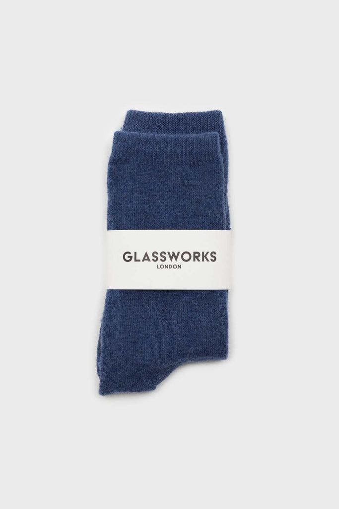 Blue smooth wool long socks_3