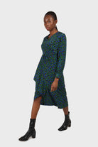 Green and teal floral wrap style maxi dress_3