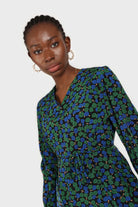 Green and teal floral wrap style maxi dress_5