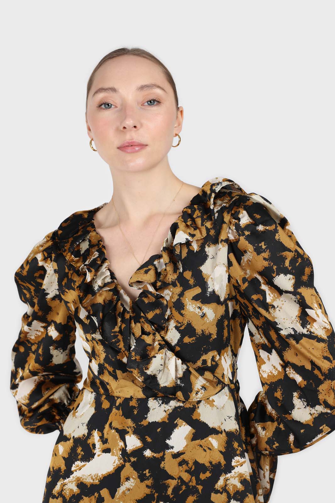 Mustard and black printed wrap maxi dress_3