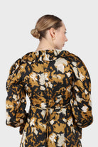 Mustard and black printed wrap maxi dress_5