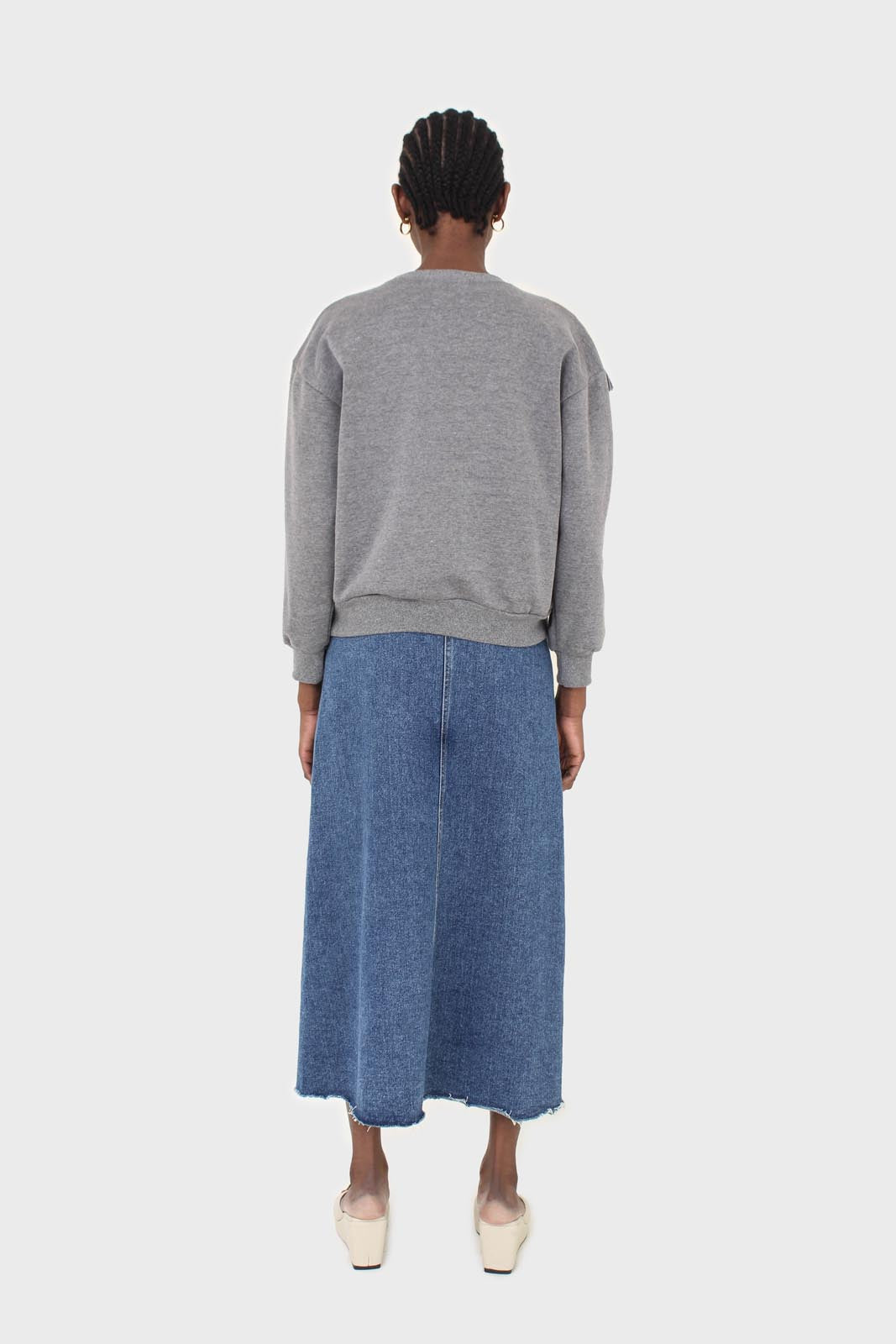 Grey V tweed fringe sweatshirt_5