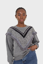 Grey V tweed fringe sweatshirt_6