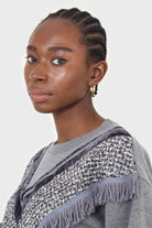 Grey V tweed fringe sweatshirt_8