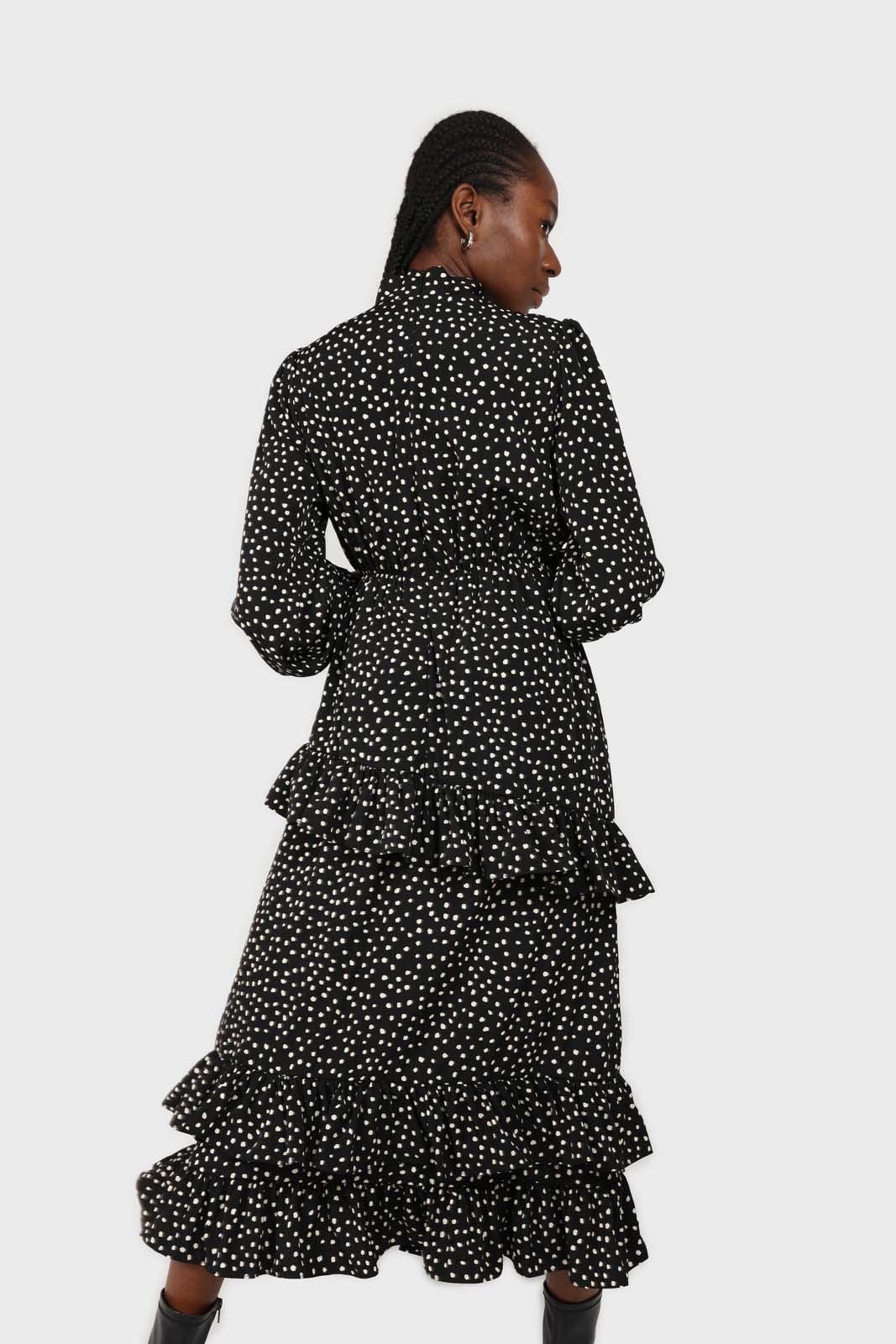 Black and ivory dot print maxi dress_2