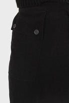 Black double button panel pocket mini skirt_8