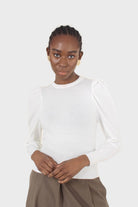 White glitter balloon sleeve knit top_2