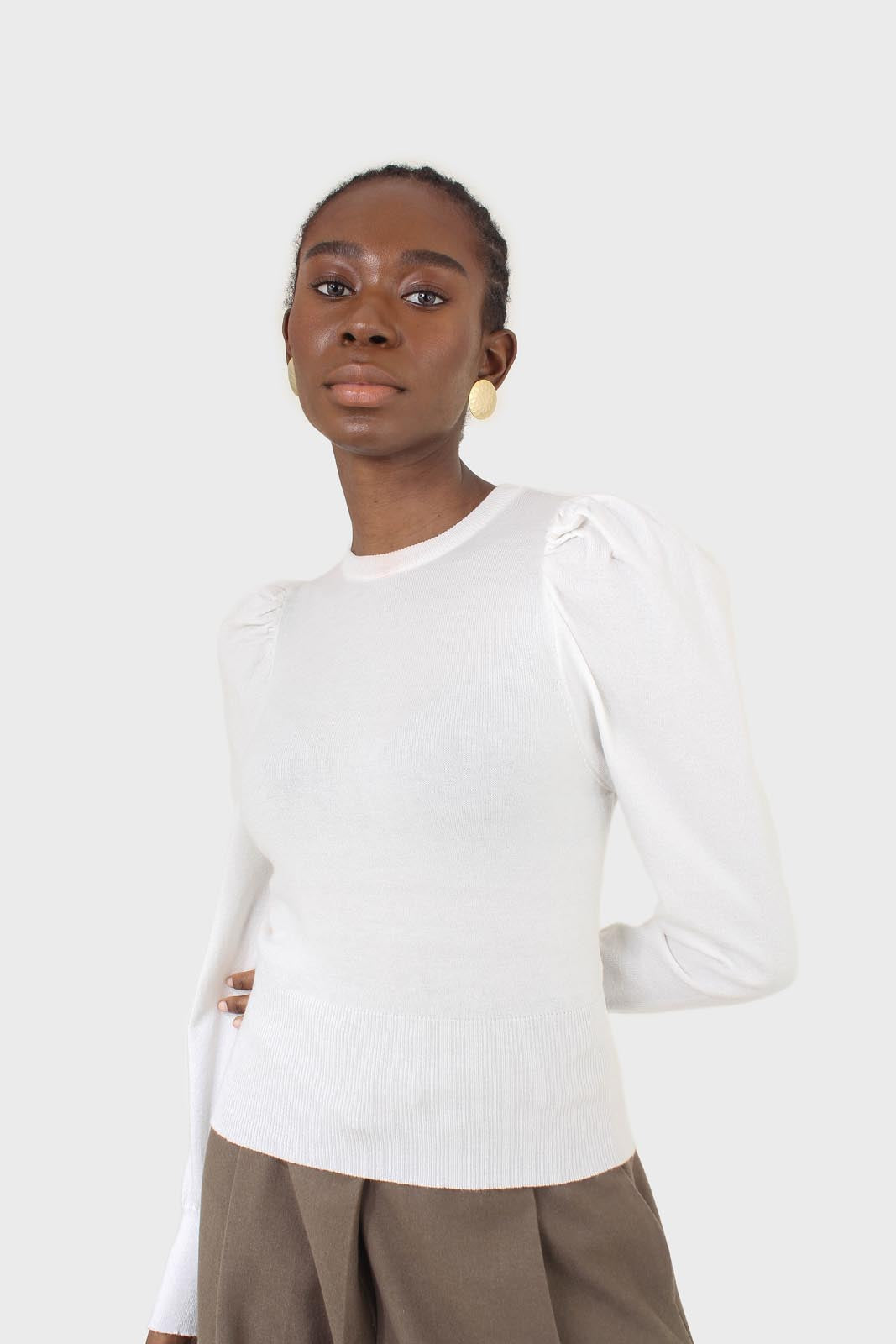 White glitter balloon sleeve knit top_4