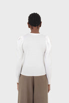 White glitter balloon sleeve knit top_7