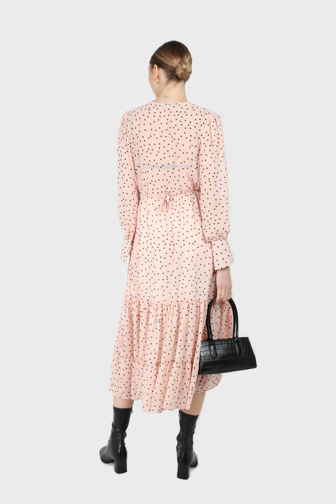 Pink and black polka dot long sleeved maxi dress_12