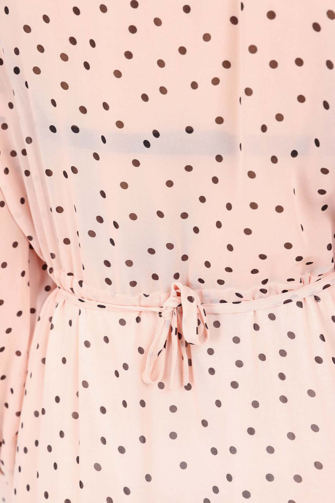 Pink and black polka dot long sleeved maxi dress_18