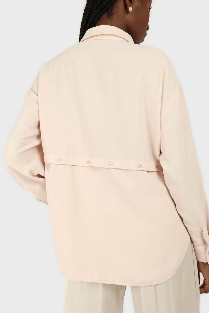 Pale pink button row silky shirt blouse_3