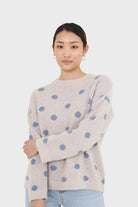 Beige and blue intarsia polka dot jumper_4