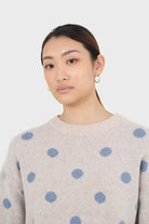 Beige and blue intarsia polka dot jumper_2