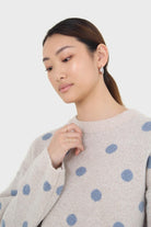 Beige and blue intarsia polka dot jumper_6