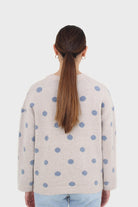 Beige and blue intarsia polka dot jumper_3
