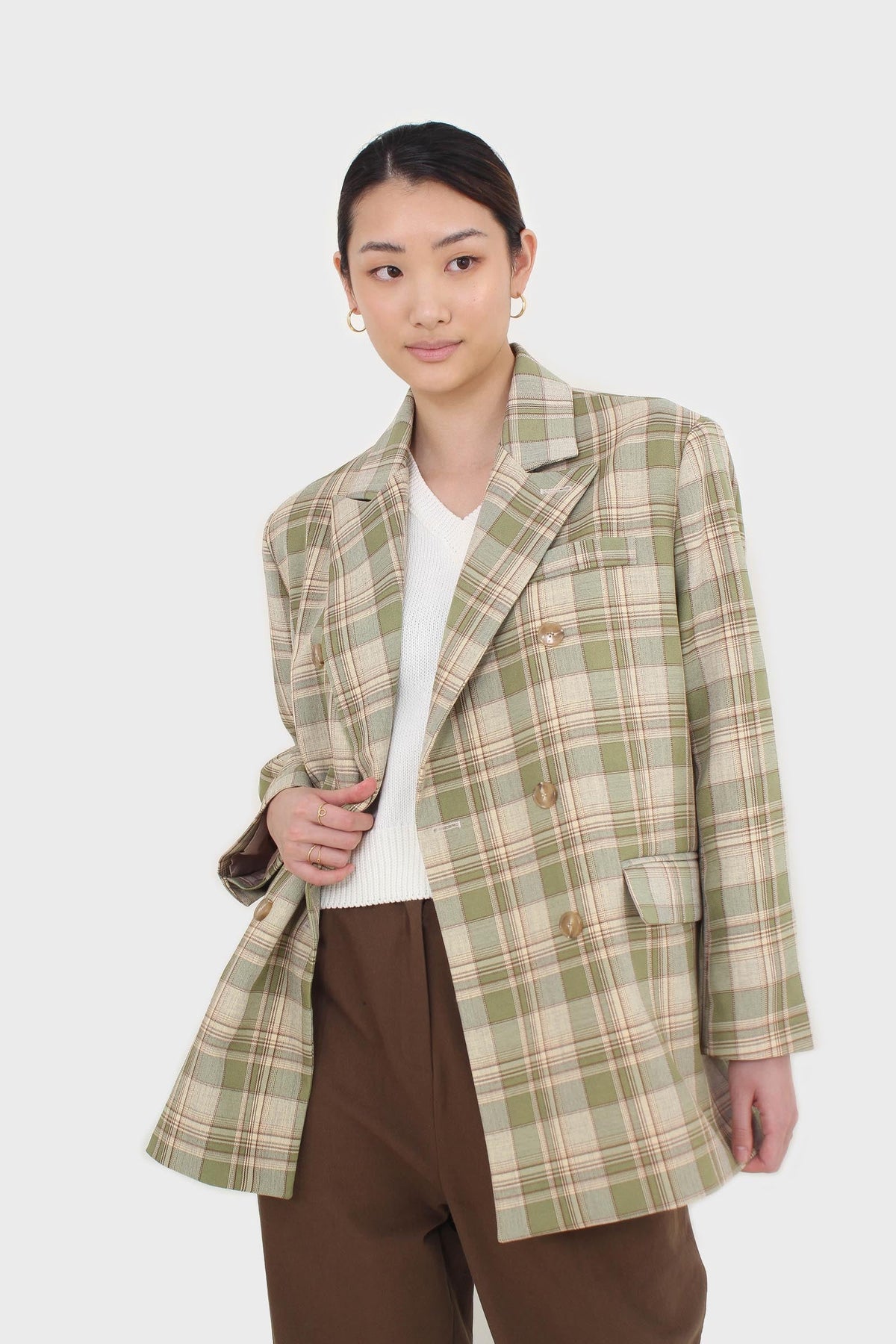 yellow checked oversized blazer