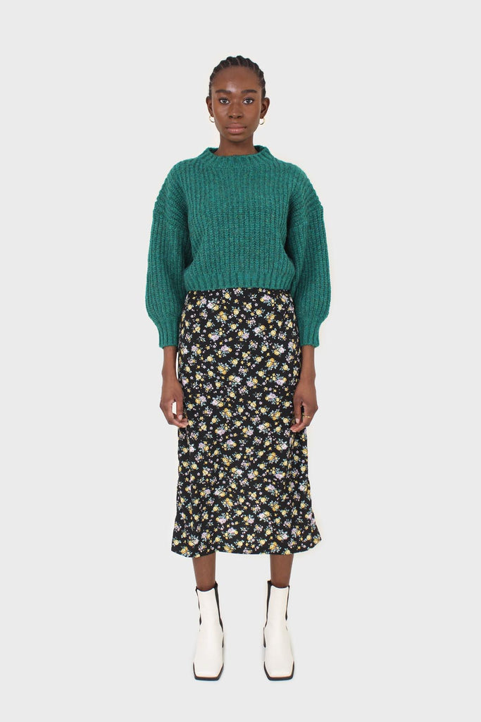 Green flecked chunky knit cropped jumper_2
