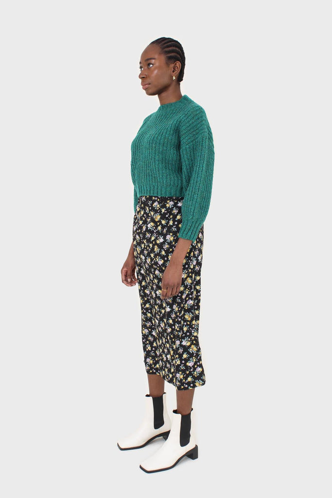 Green flecked chunky knit cropped jumper_3