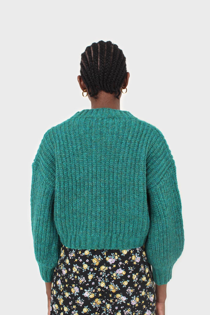 Green flecked chunky knit cropped jumper_5